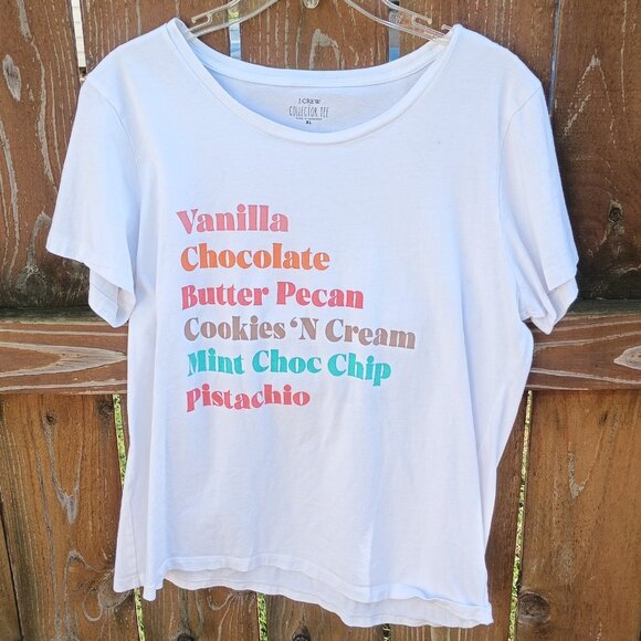 J. Crew Ice Cream Flavors T-Shirt Sz. XL - Picture 1 of 2